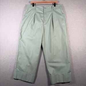 Lauren Ralph‎ Lauren Womens Cropped Wide Leg Pleated Pants Mint Green Size 16